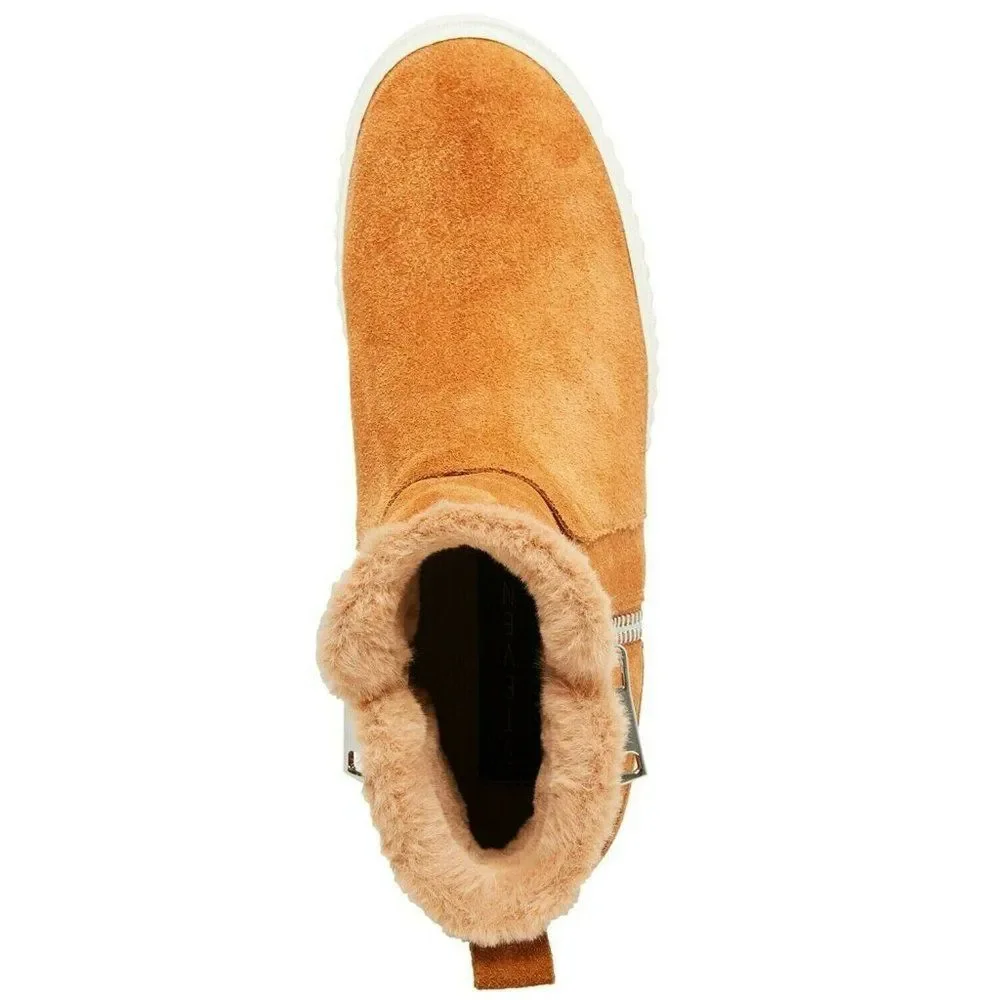 STEVEN NEW YORK Womens Size 8.5 Shearling Suede Wedge Bamby Sneakers Chestnut - Picture 4 of 4